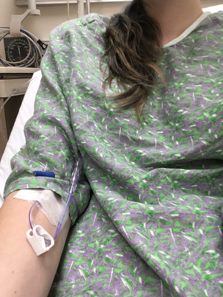 Getting IV fluids at my liver biopsy